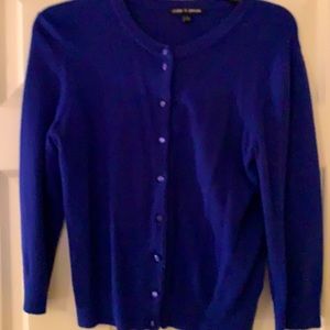 Cable and gauge cardigan sweater